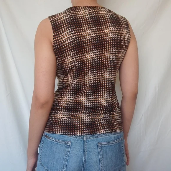Laura Brown Square Patterned Tank Top - Picture 3 of 7